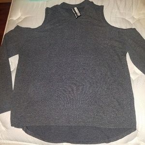 Grey Cold Shoulder sweater top