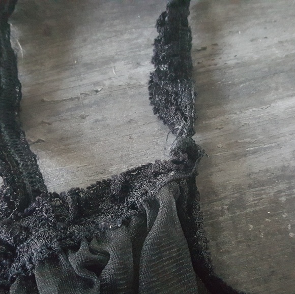Black Fringe Detailed Sheer Pajama Top - Picture 3 of 4
