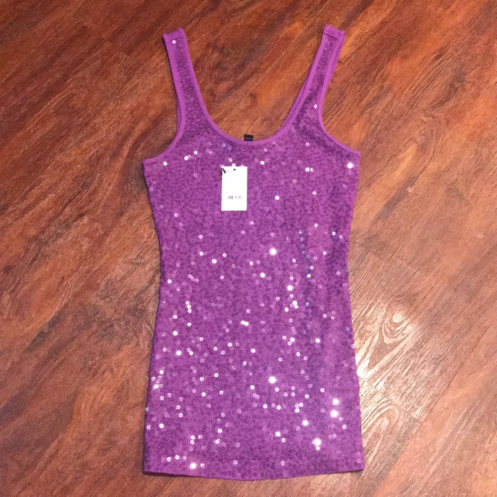 Express Purple Sequin Tank Top - NWT