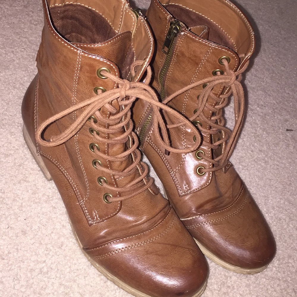 Brown combat boots