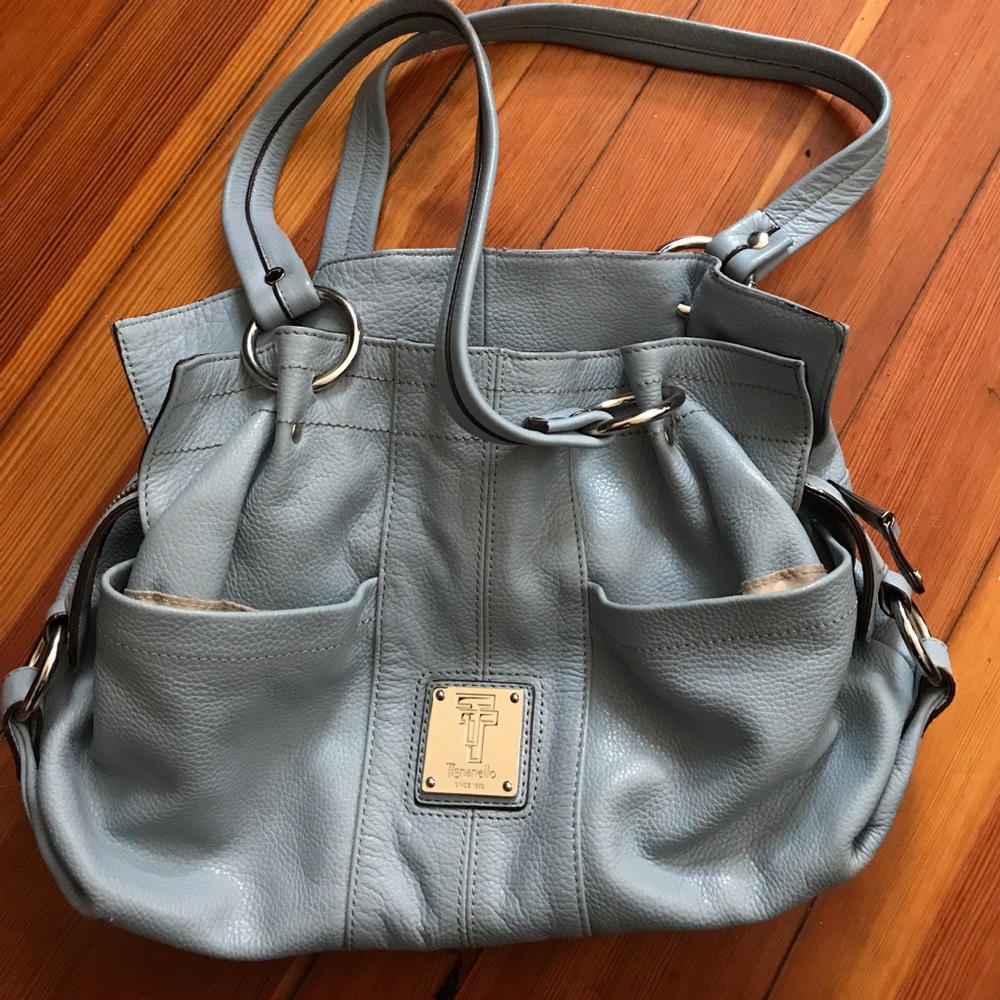 Tignanello Blue Leather Shoulder Bag