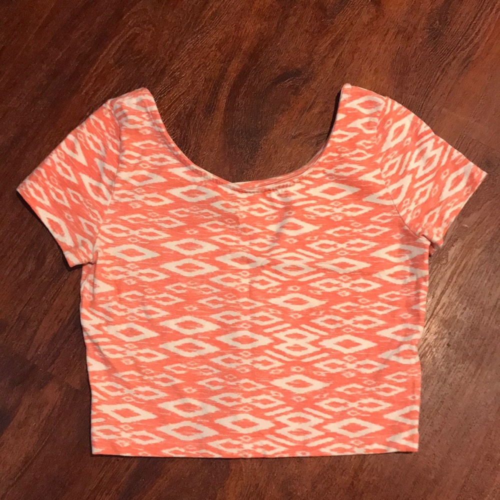 H&M Pink & White Tribal Print Crop Top