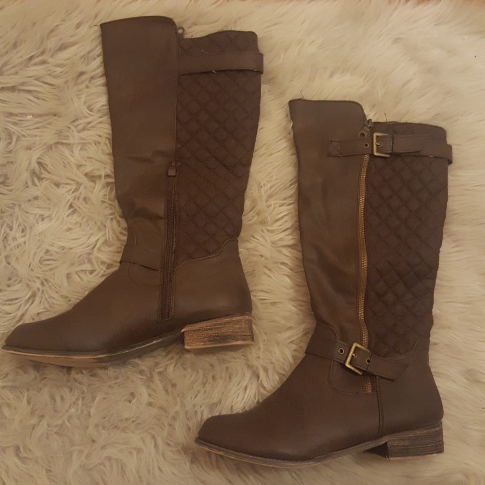 Brown knee high boots