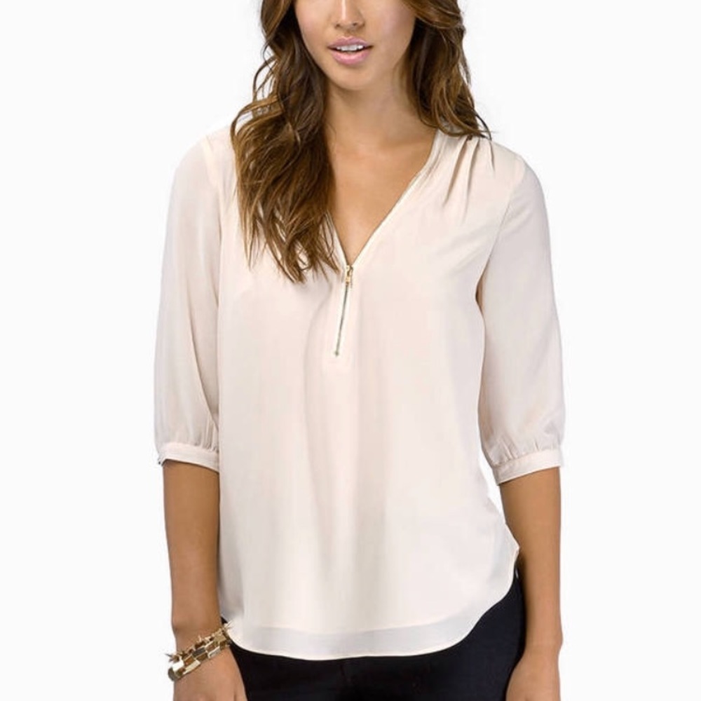 Zipper Neck Blouse 👚