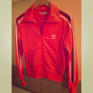 Girls Orange Adidas track jacket