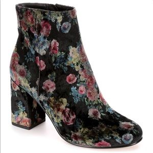 Velvet floral booties Brand New never worn