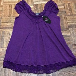 Volume One Knit Lace Top Size L