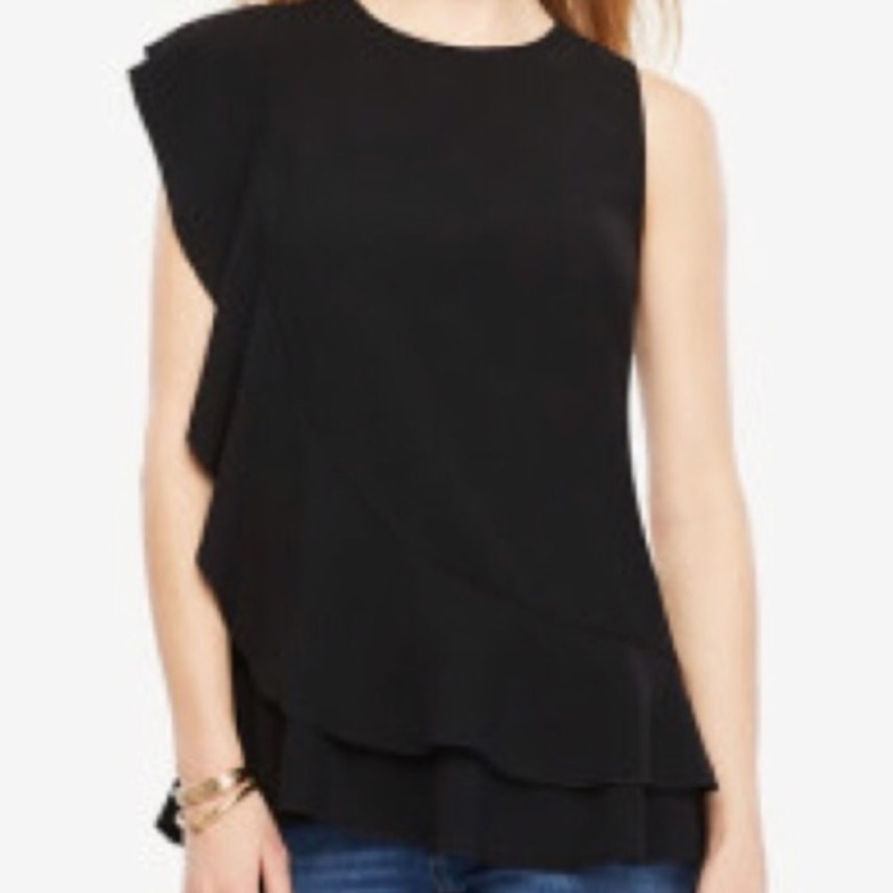 Ann Taylor ruffle black top