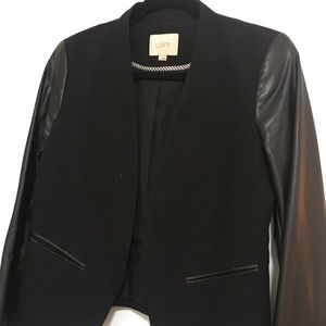 Leather sleeve blazer