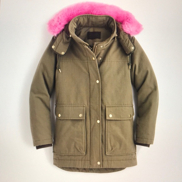 parka with pink fur trim