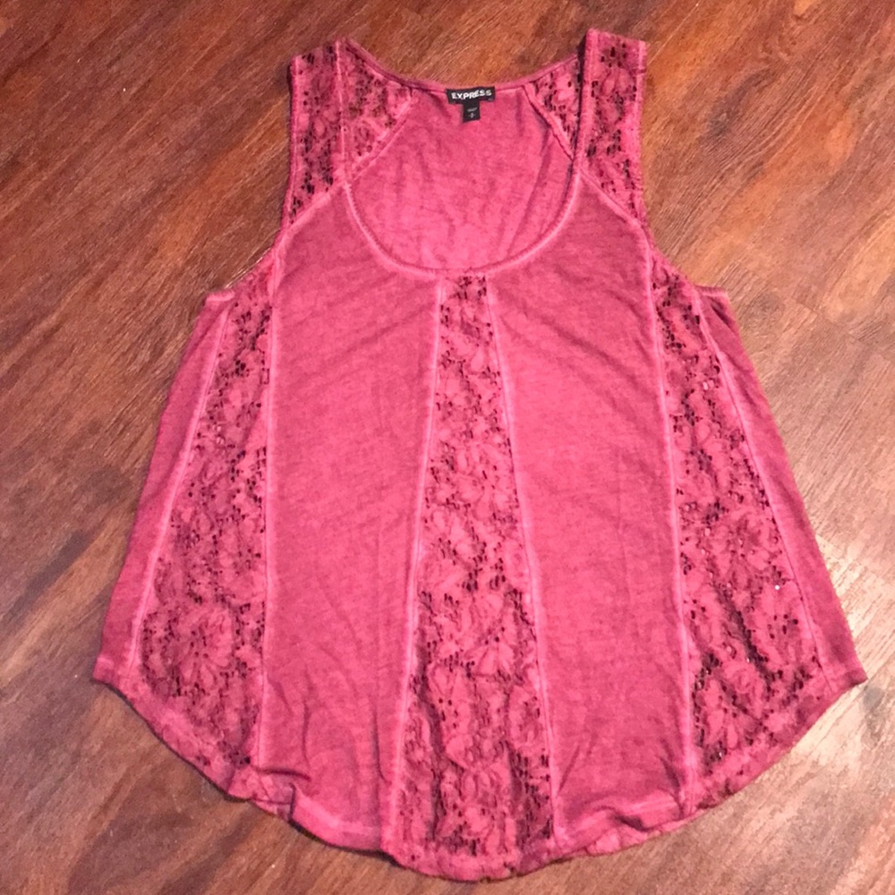 Express Pink Lace Tank Top