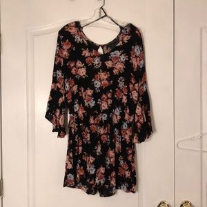 Black Floral Long Sleeve Romper