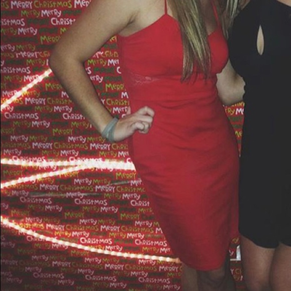Red body con dress