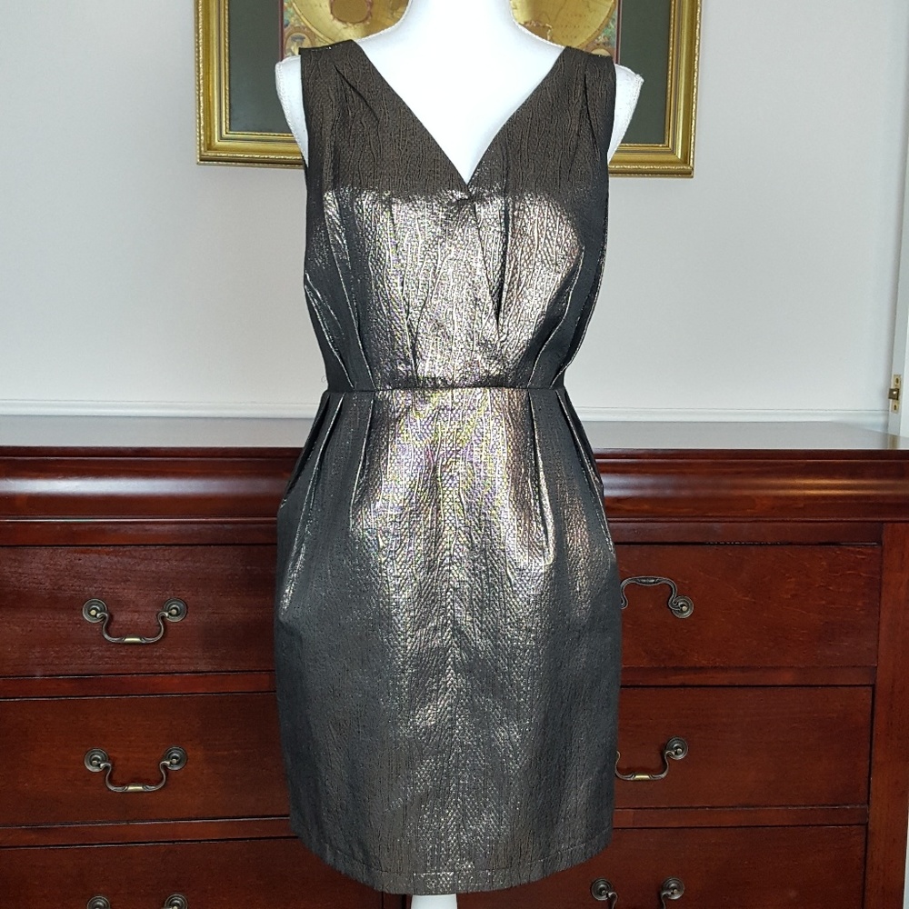Bronze Metallic Vestique V Style Dress Sz Large