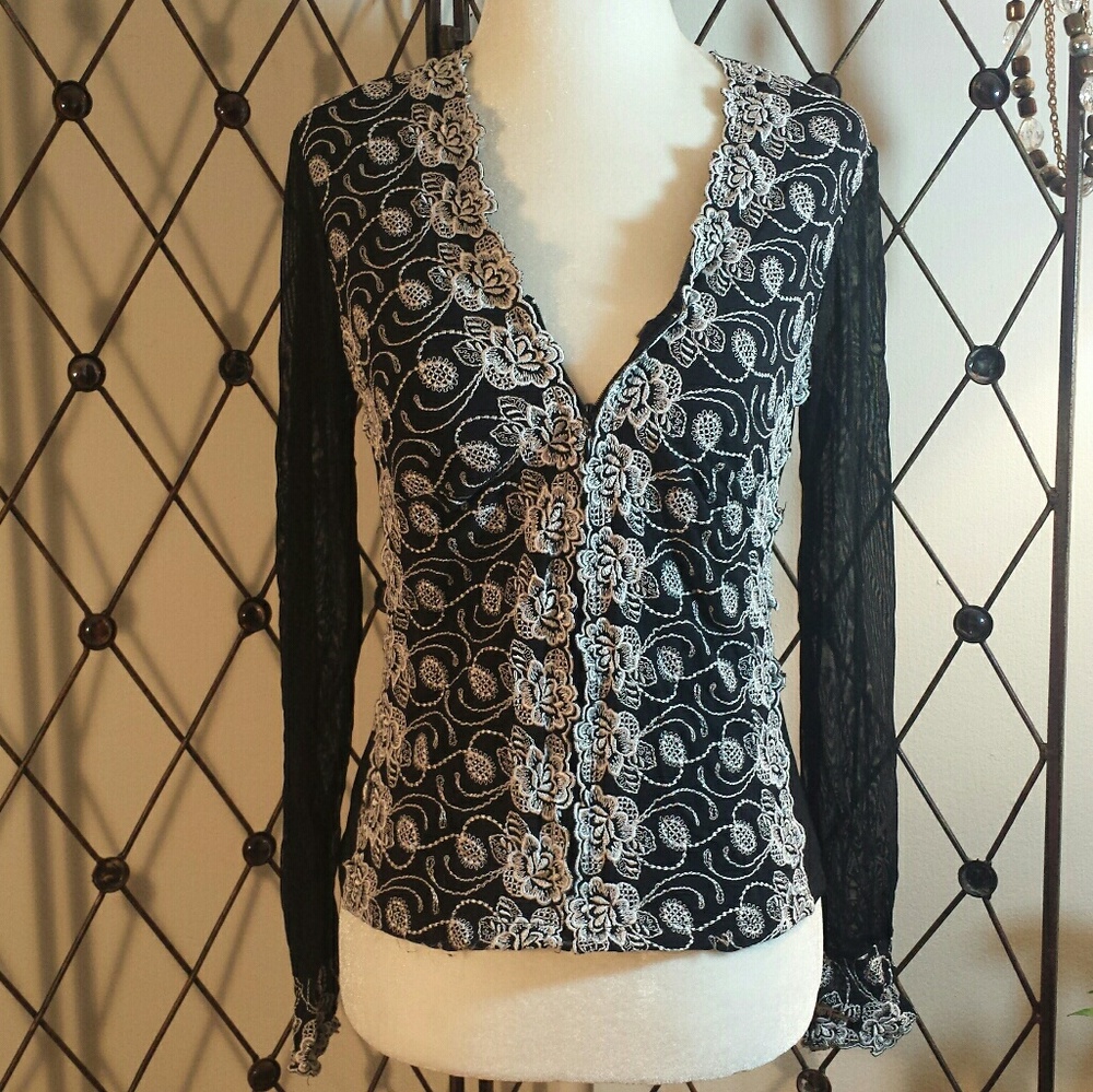 Kay Celine Black Lace Top