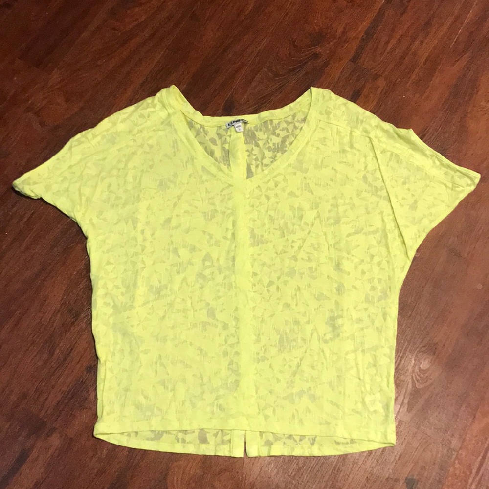 Express Yellow Oversized Semi-Sheer Blouse