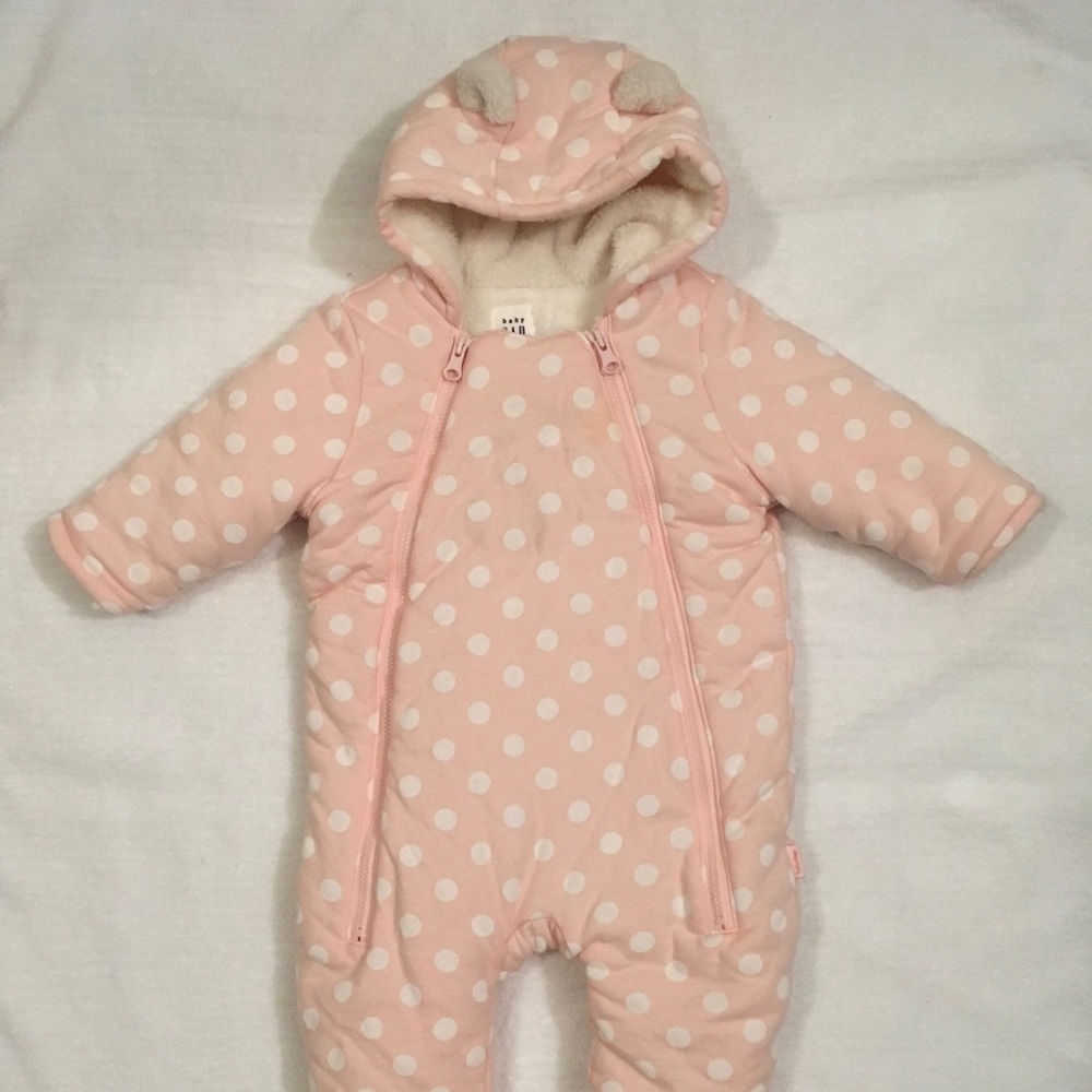 Baby GAP Pink/White Poka Dots Winter Jumpsuit