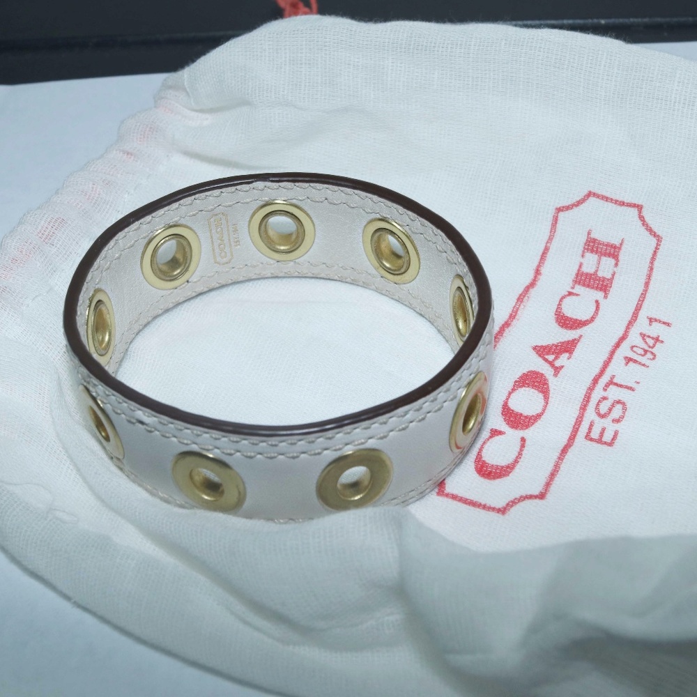 Coach White Leather Bracelet