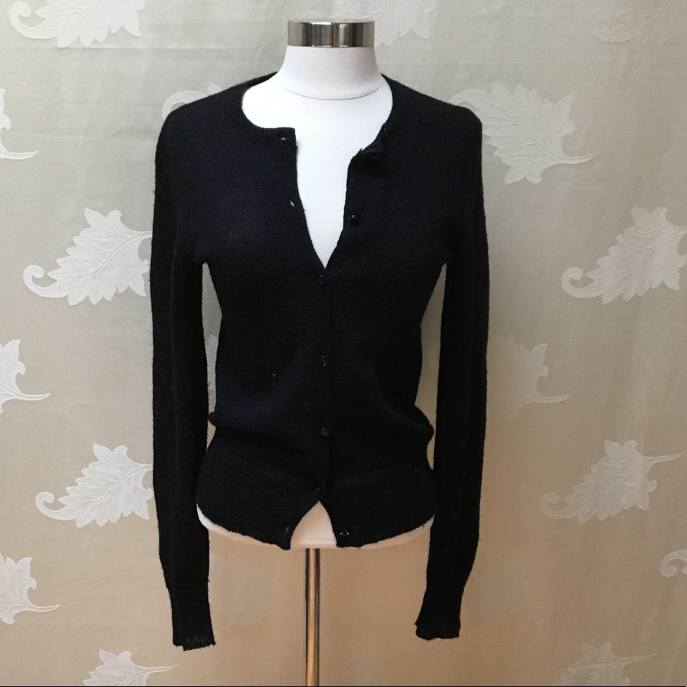 J. Crew Black Jeweled Button Sweater