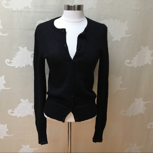 J. Crew Black Jeweled Button Sweater - Picture 1 of 6