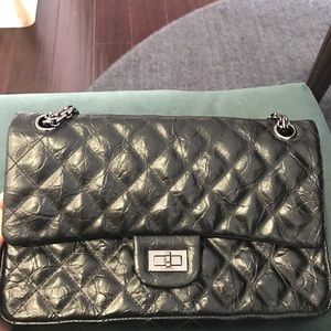Black leather quilted bag