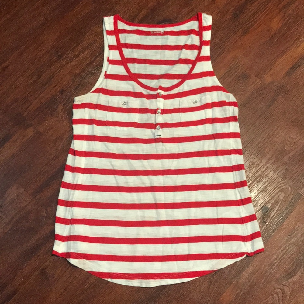 Express Red and White Striped Tank Top