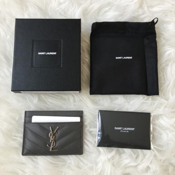 Saint Laurent Gray Monogram card case holder - Picture 2 of 8