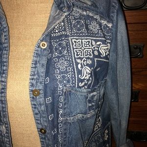 Free people denim bandana print jacket shirt small
