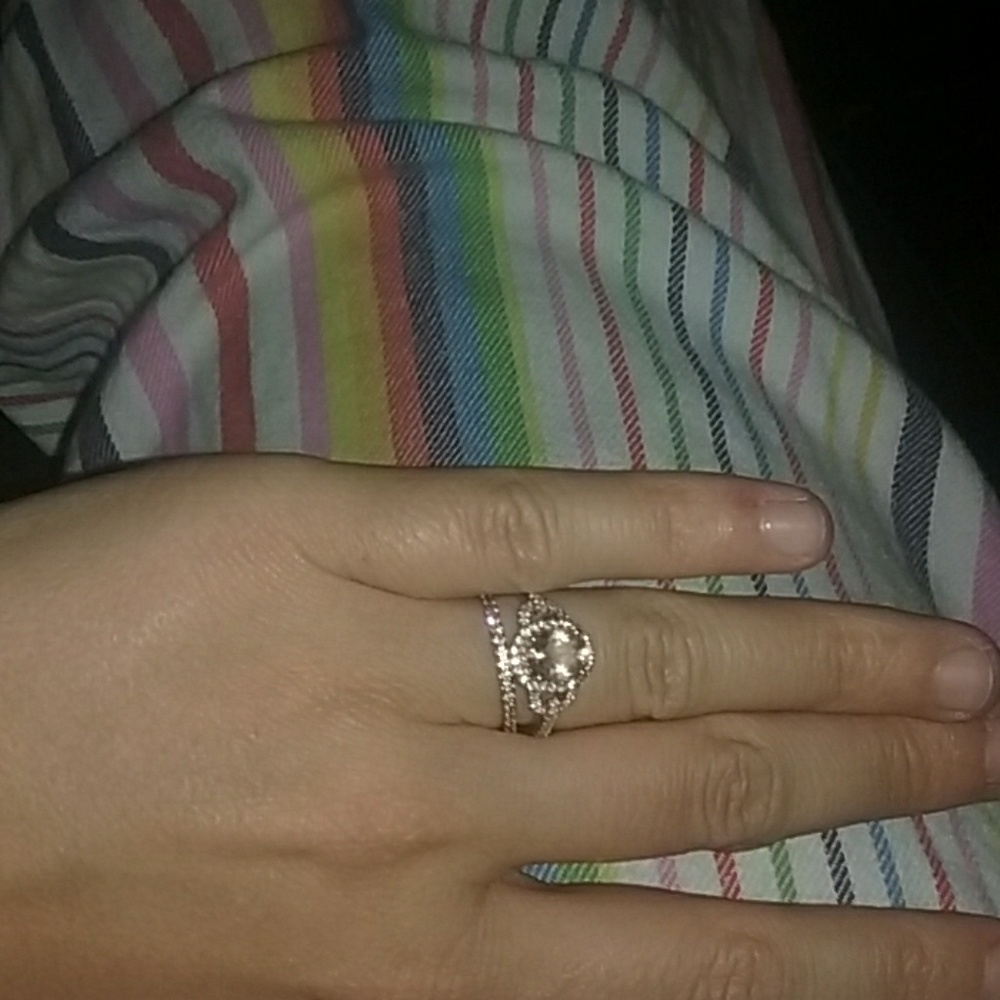 14k rose gold engagement ring and band, size 5