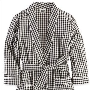 Sleepy Jones Louise Shrunken Robe BlackWhite Check