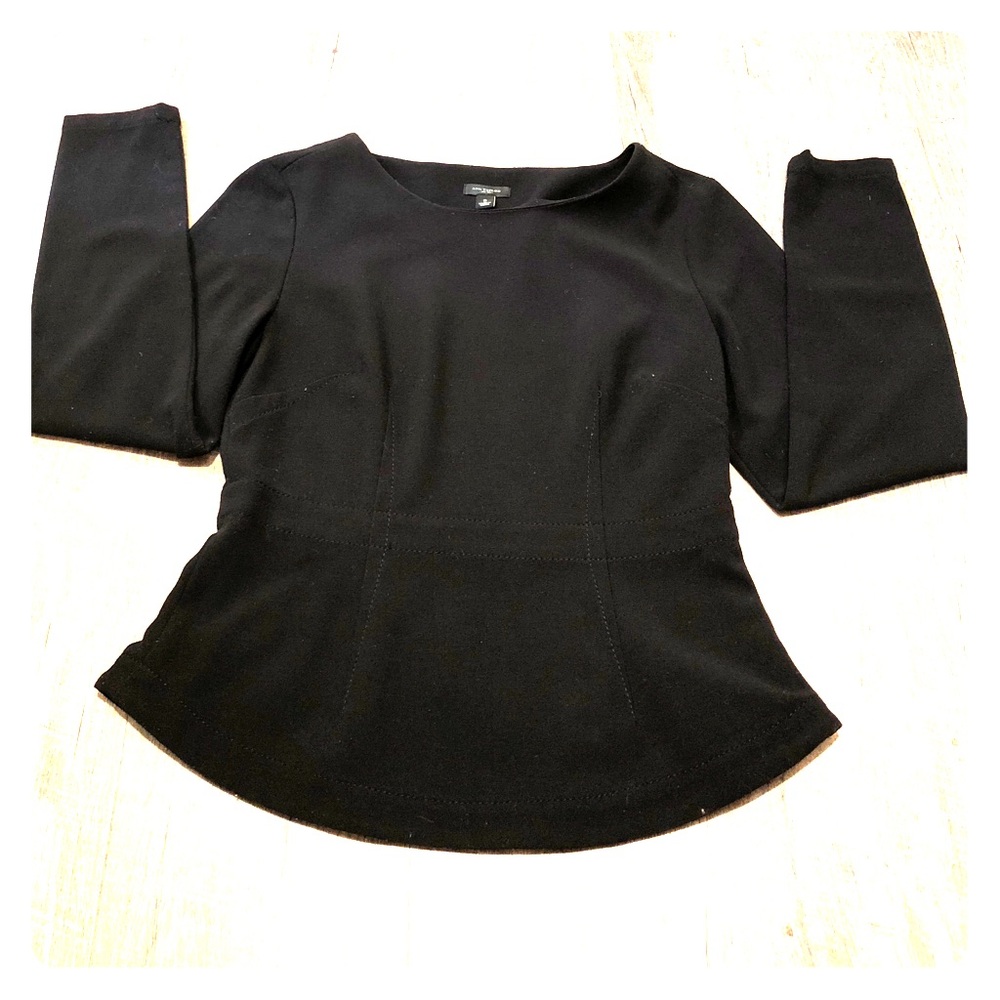 Black long sleeve peplum shirt