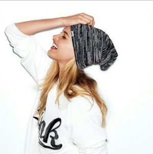 PINK limited stock slate grey beanie