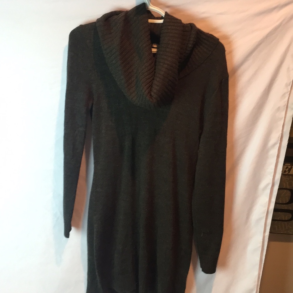 Green cowl neck sweater dress