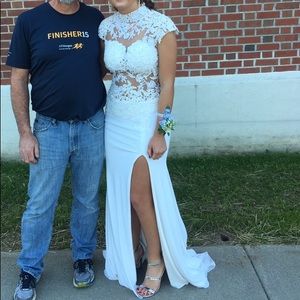White lace prom dress