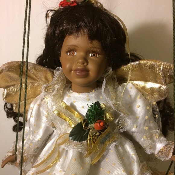 Christmas Angel Porcelain Doll On Swing. - Picture 6 of 8