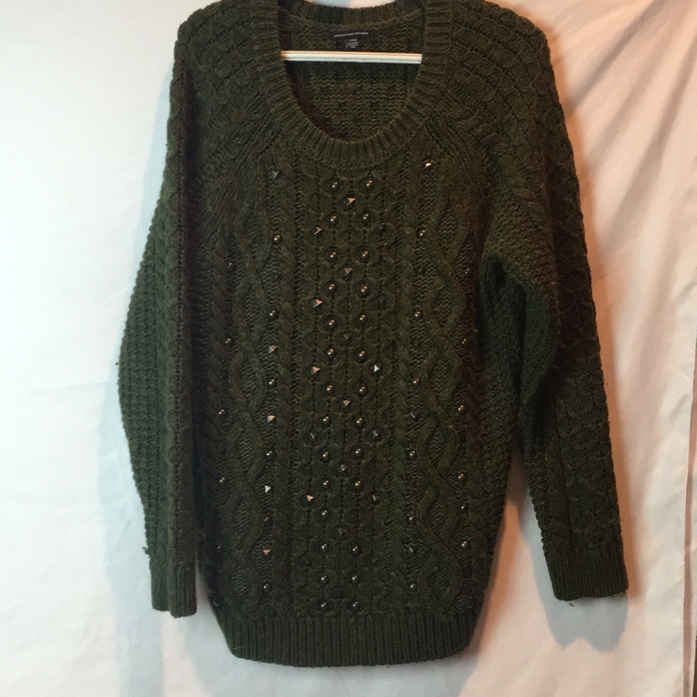 American eagle green studded sweater