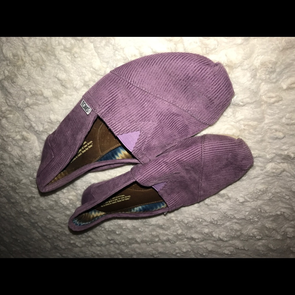 Purple corduroy Toms.