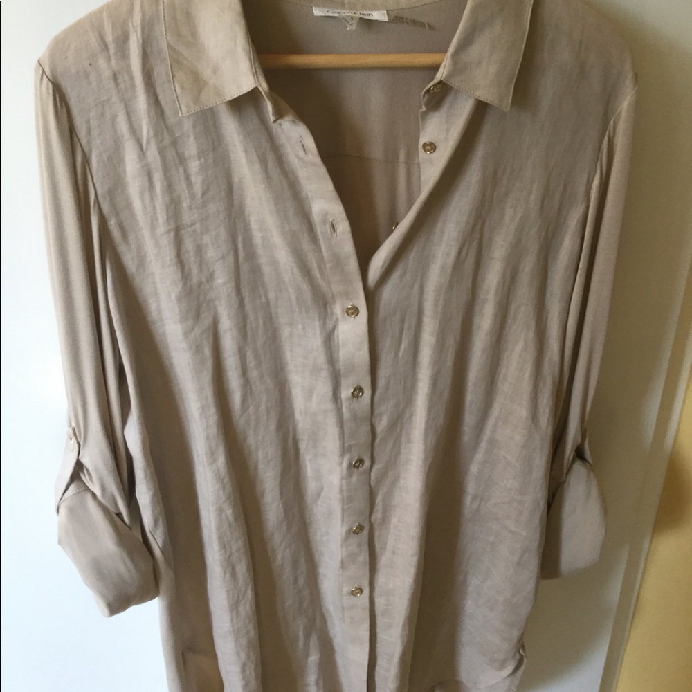 Calvin Klein Long Linen Button-up