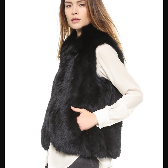 Theory Black Fox Fur Vest 
