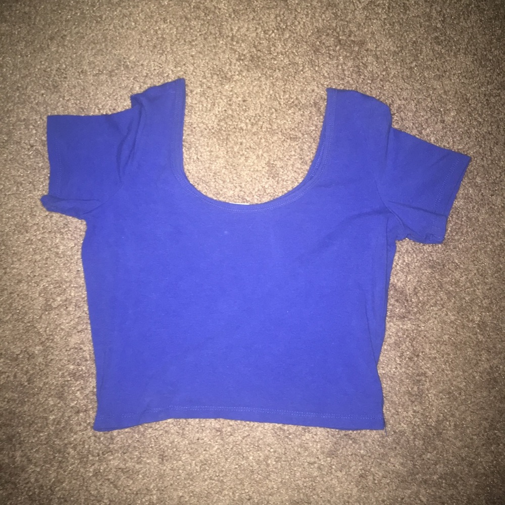 Solid blue crop top