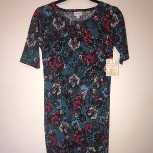 LuLaRoe Julia. Paisley/flowers, blue