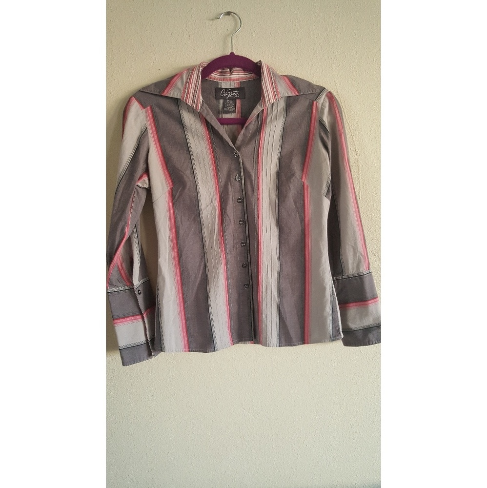 Gray and pink striped shirt