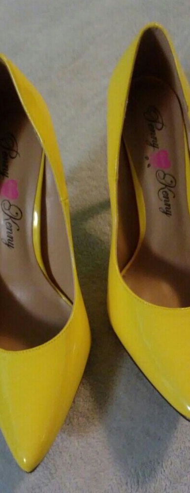 Yellow high heels