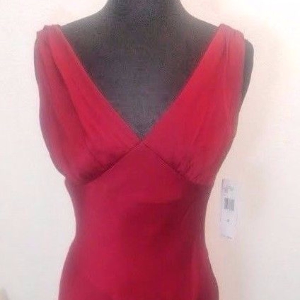 Sexy Red Christmas Dropped Waist 100% Silk Dress