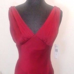 Sexy Red Christmas Dropped Waist 100% Silk Dress