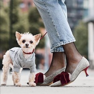 Manolo Blahnik wool tweed pump with velvet bow