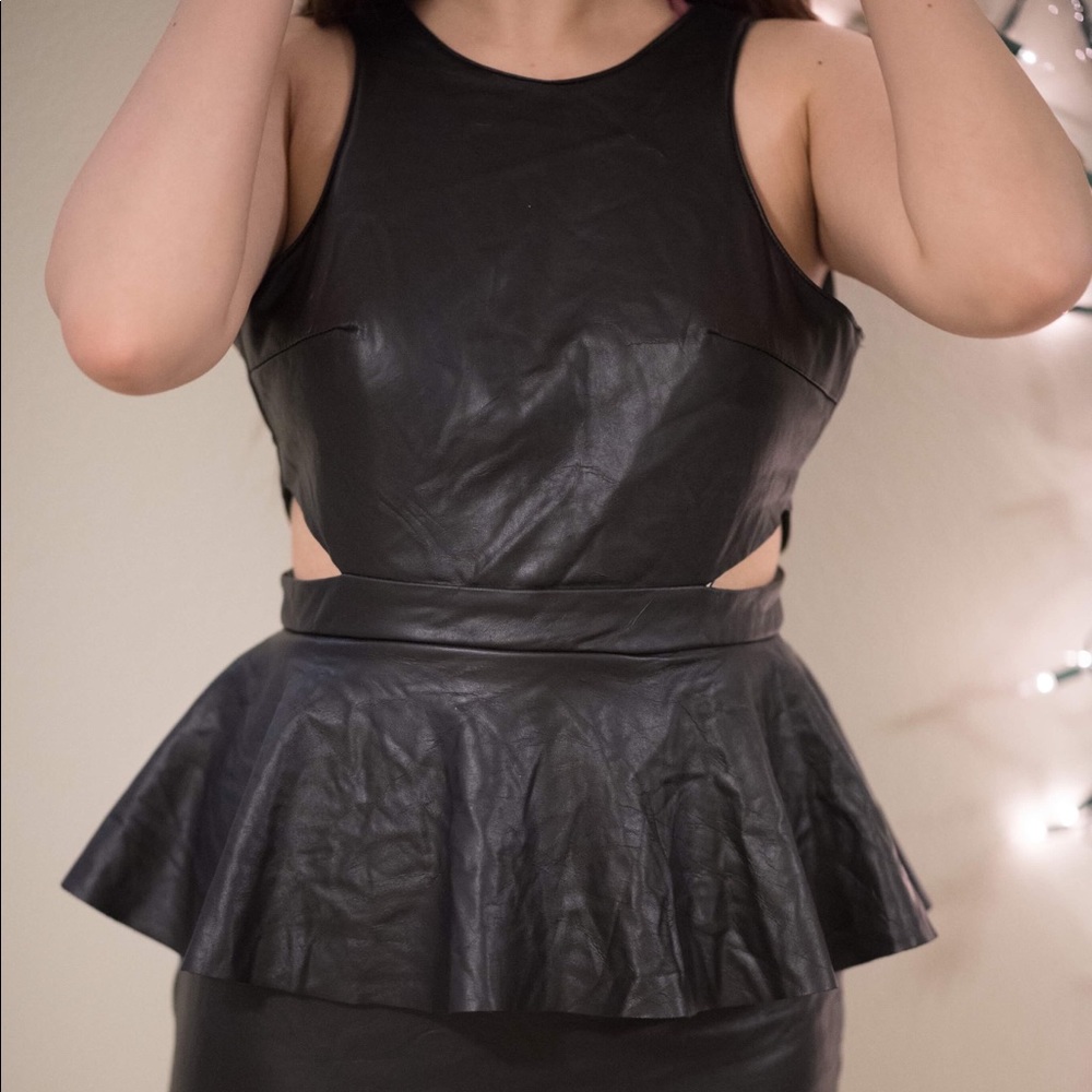 Black leather dress