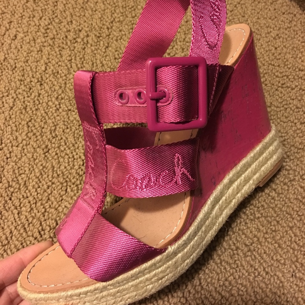 Pink Coach Wedges