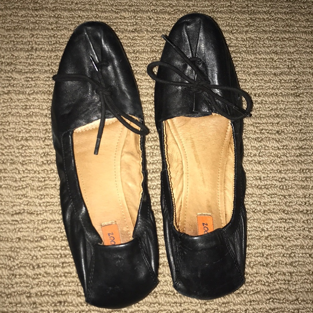 Black Leather Miz Mooz Flats