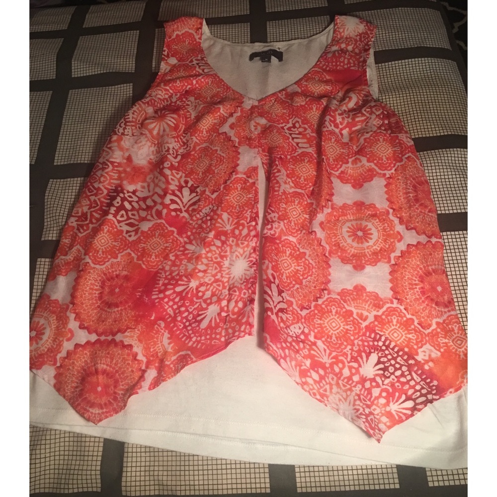 Orange abstract flowy tank